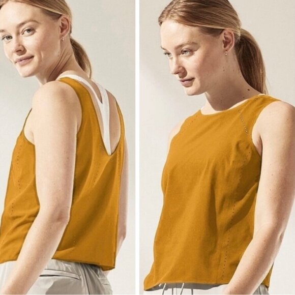 Athleta Terra Crop Tank Top Womens XL Tan Semi-Fitted Wicking Stretch Breathable - Picture 1 of 11